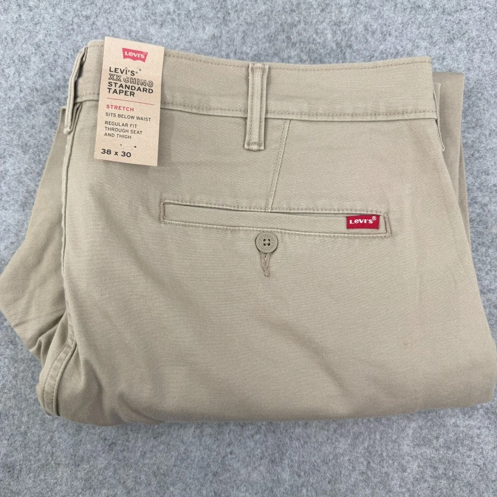 Levis Jeans Men XX Chino Pants Standard Taper Fit Stretch Tan 38x30 actual 40x29